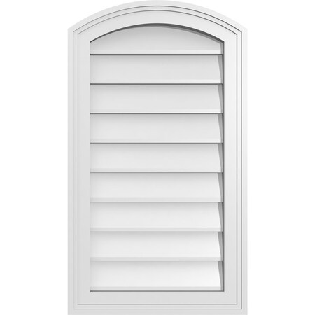 Ekena Millwork Arch Top Surface Mount PVC Gable Vent: Functional, w/ 2"W x 1-1/2"P Brickmould Frame, 16"W x 28"H GVPAR16X2802SF